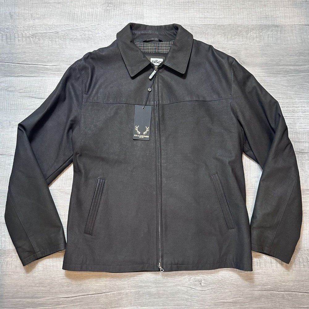B&C BOD & CHRISTENSEN MEN'S LEATHER JACKET Full Zip Dark Brown Size Small D2225